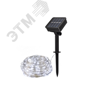 Солнечная светодиодная гирлянда SLR-G03-100W нить, хол. бел. 100 LED ФАZА