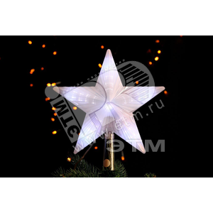Верхушка на елку Звезда 22 см 220В 31LED розовая мигающая - фото 1