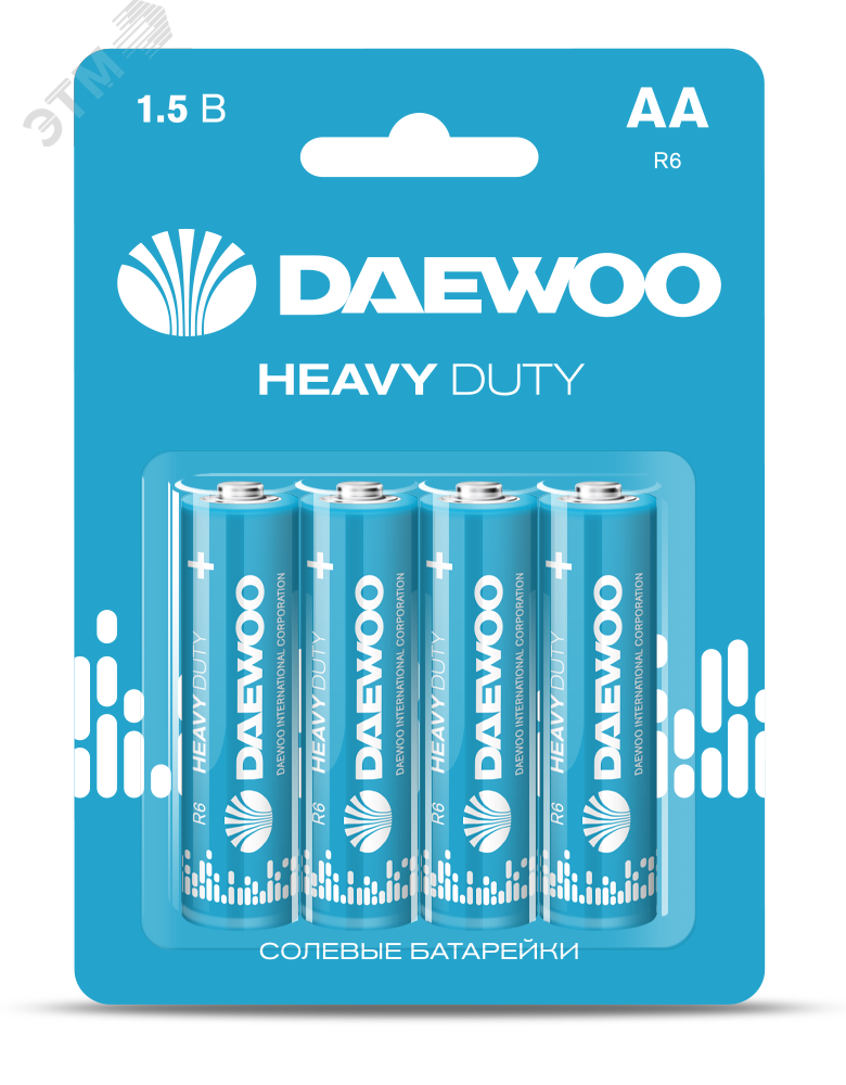 Элемент питания R 6 (AA) DAEWOO солевая Heavy Duty, блистер 4 шт. 5029309 JazzWay - превью