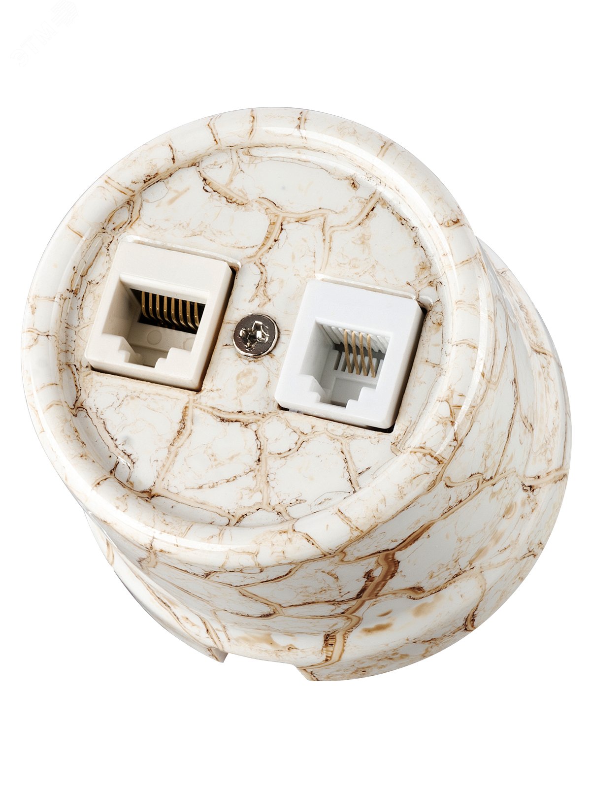 Изображение товара Розетка телефонная RJ11 + компьютерная RJ45 мраморная «Болонь» TDM (шт)