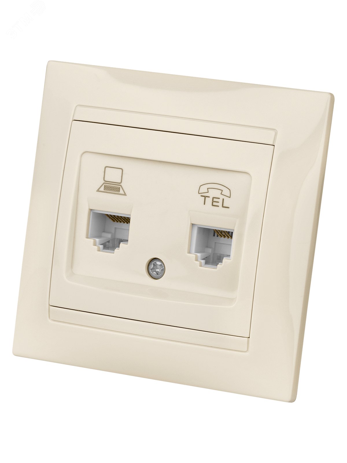 Изображение товара "Розетка телефонная RJ11 + компьютерная RJ45 сл. кость ""Лама"" TDM" (шт)