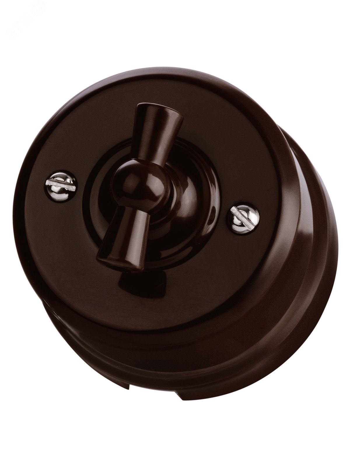 Изображение товара Выключатель поворотный проходной с ручкой (бантик) 10А коричневый «Виви» TDM (шт)