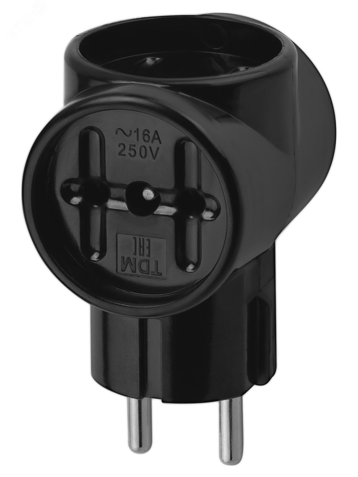 Изображение товара Тройник 3х2П 16А 250В ЕВРО черный Ретро TDM ELECTRIC