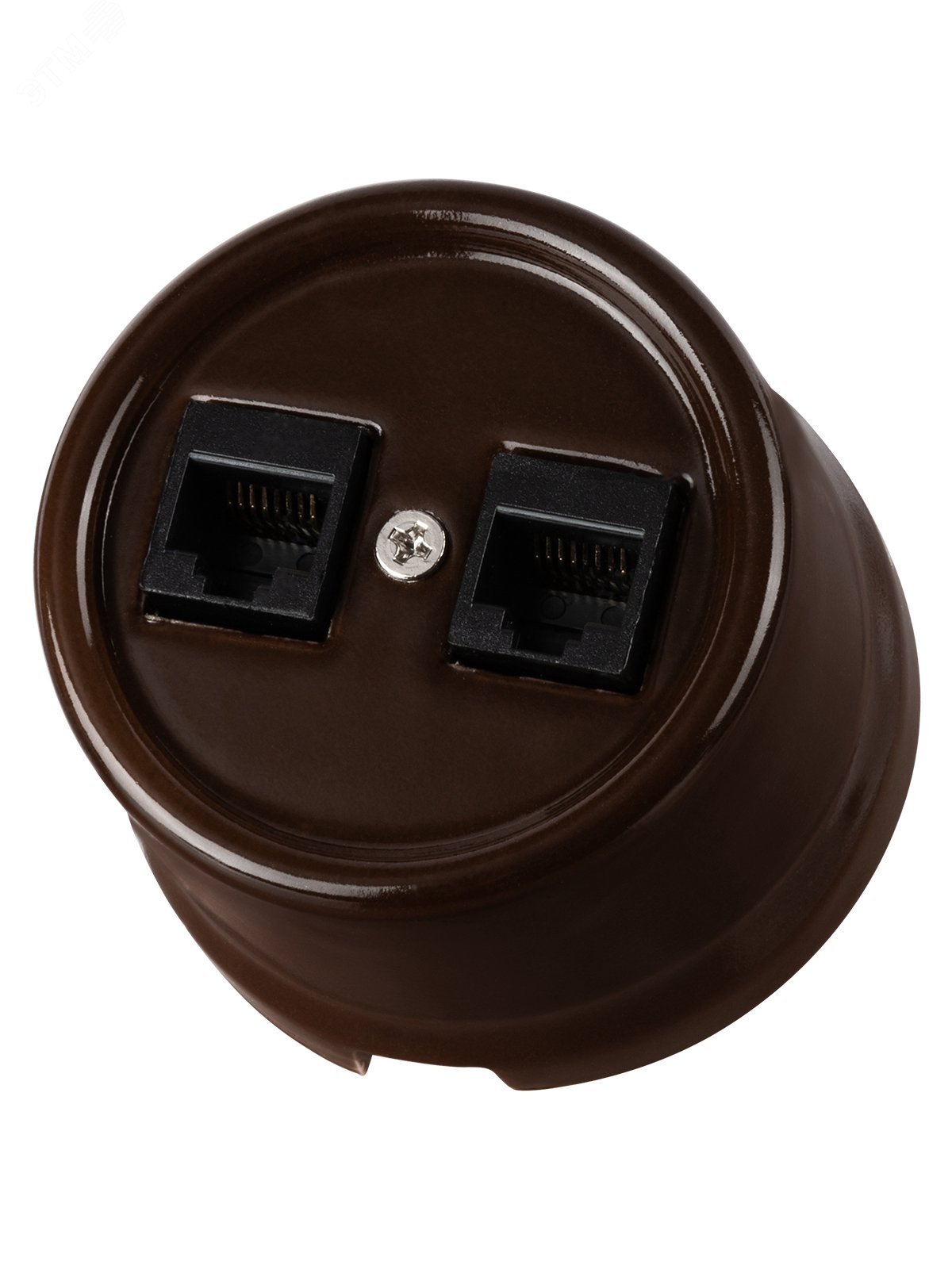 Изображение товара Розетка двойная компьютерная RJ45 Болонь TDM моноблок коричневая