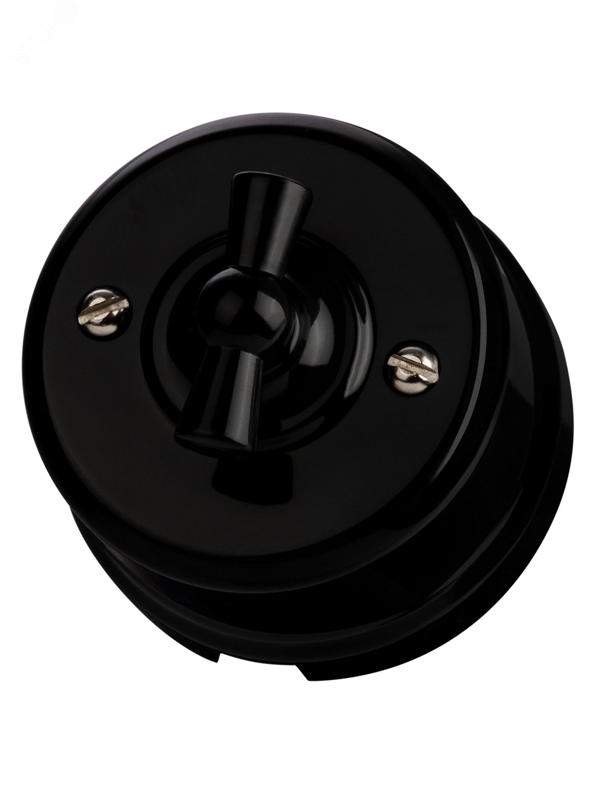 Изображение товара Выключатель поворотный проходной с ручкой (бантик) 10А черный «Виви» TDM (шт)