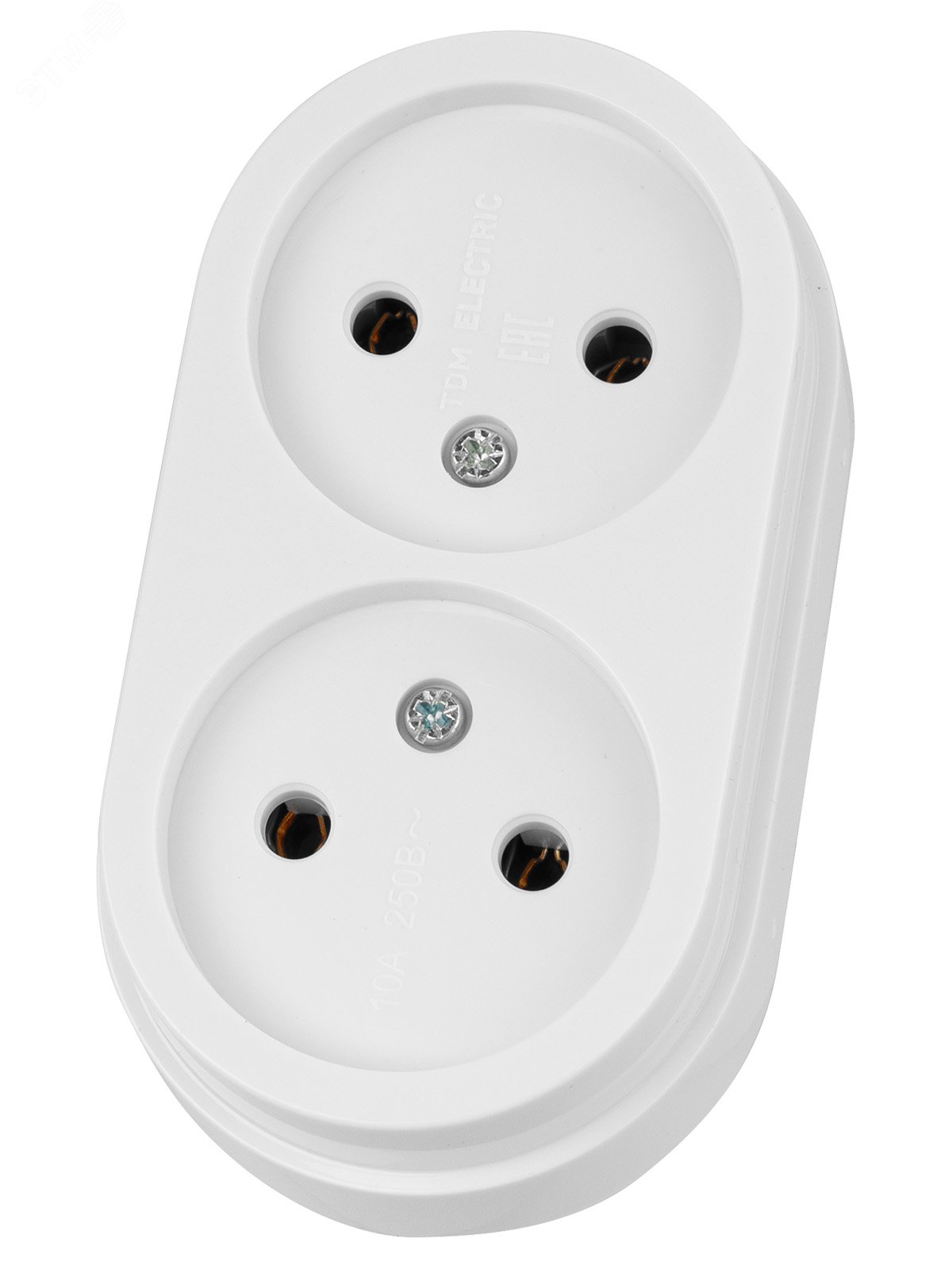 Изображение товара Розетка двойная открытой установки IP20 белая серия Ретро TDM ELECTRIC