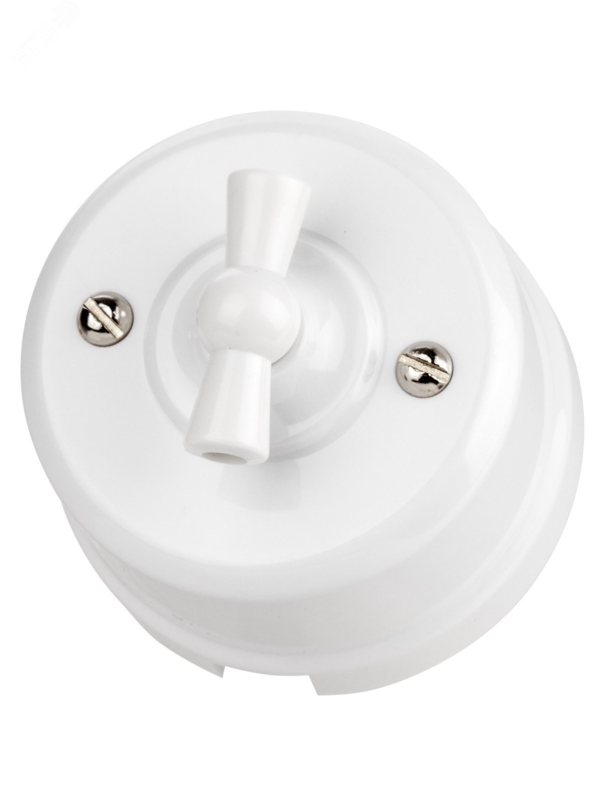 Изображение товара Выключатель поворотный проходной с ручкой (бантик) 10А белый «Виви» TDM (шт)