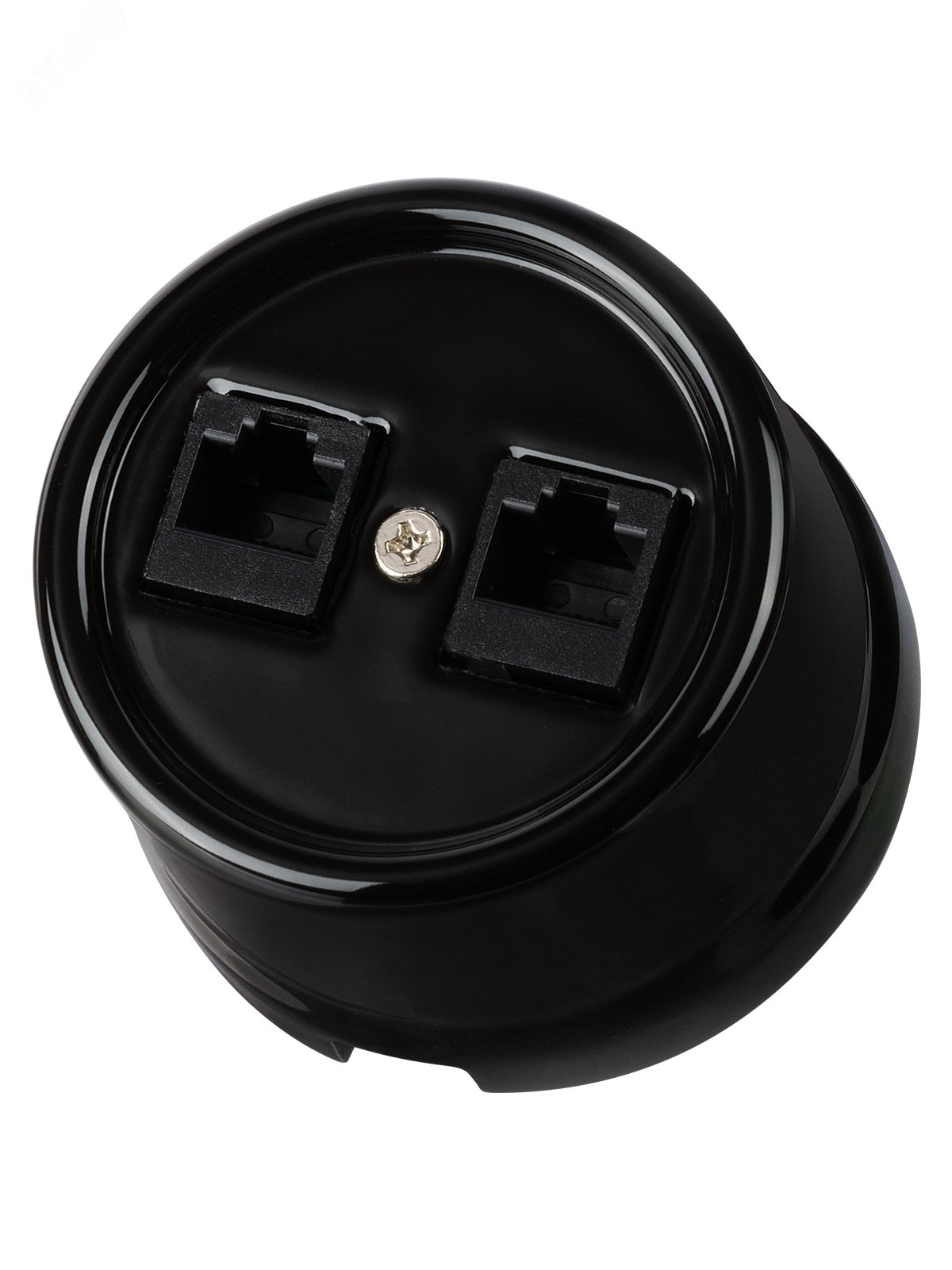 Изображение товара Розетка двойная компьютерная RJ45 черная Болонь TDM для скрытой и открытой установки