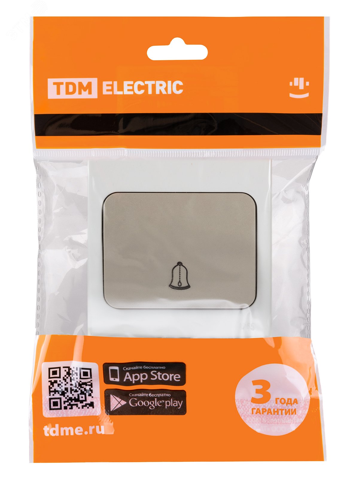 Изображение товара Кнопка звонковая скрытой установки IP54 6A серый Вуокса TDM