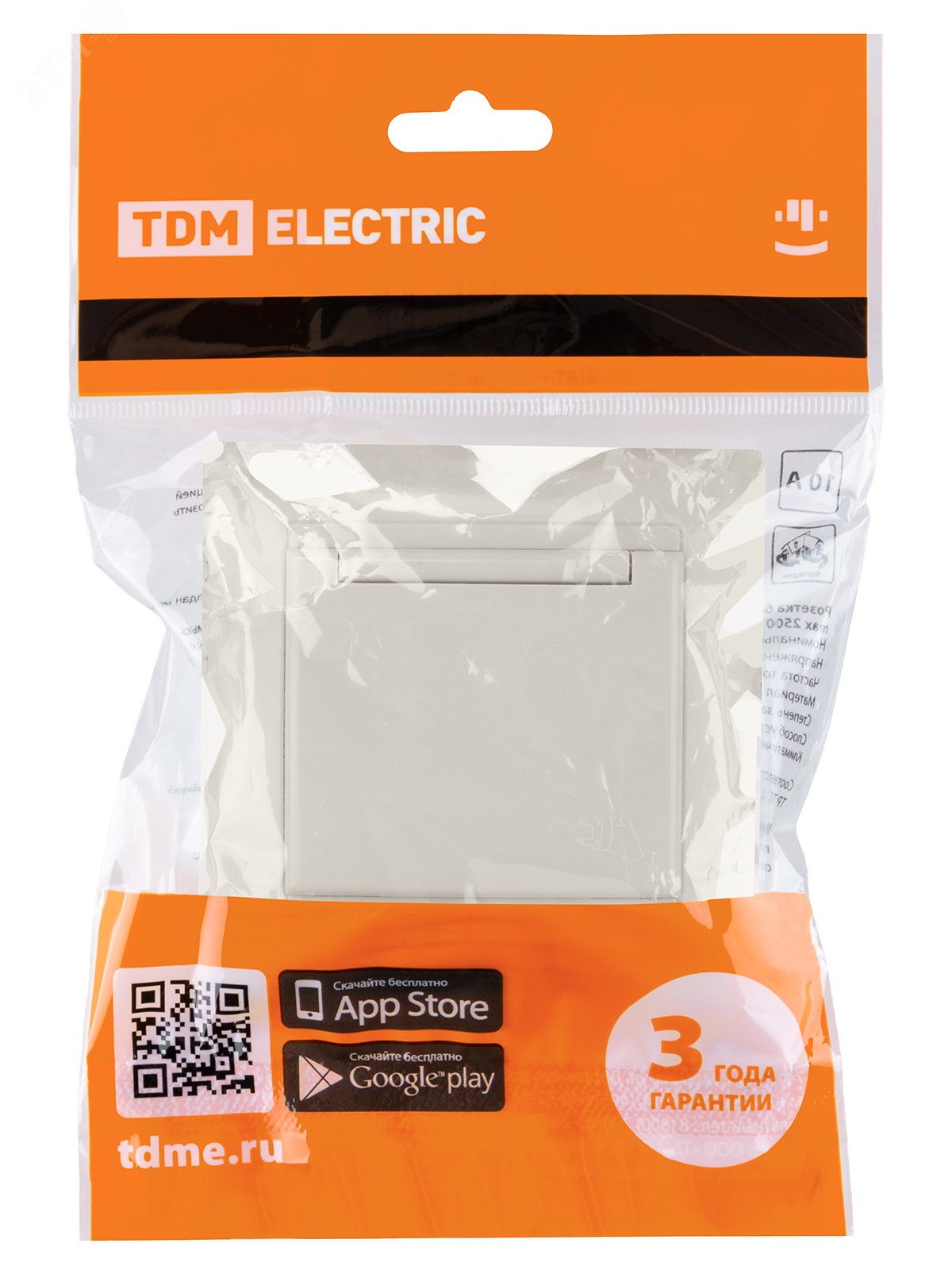 Изображение товара Розетка 2П+З 16А IP44 с крышкой сл. кость ТДМ Лама