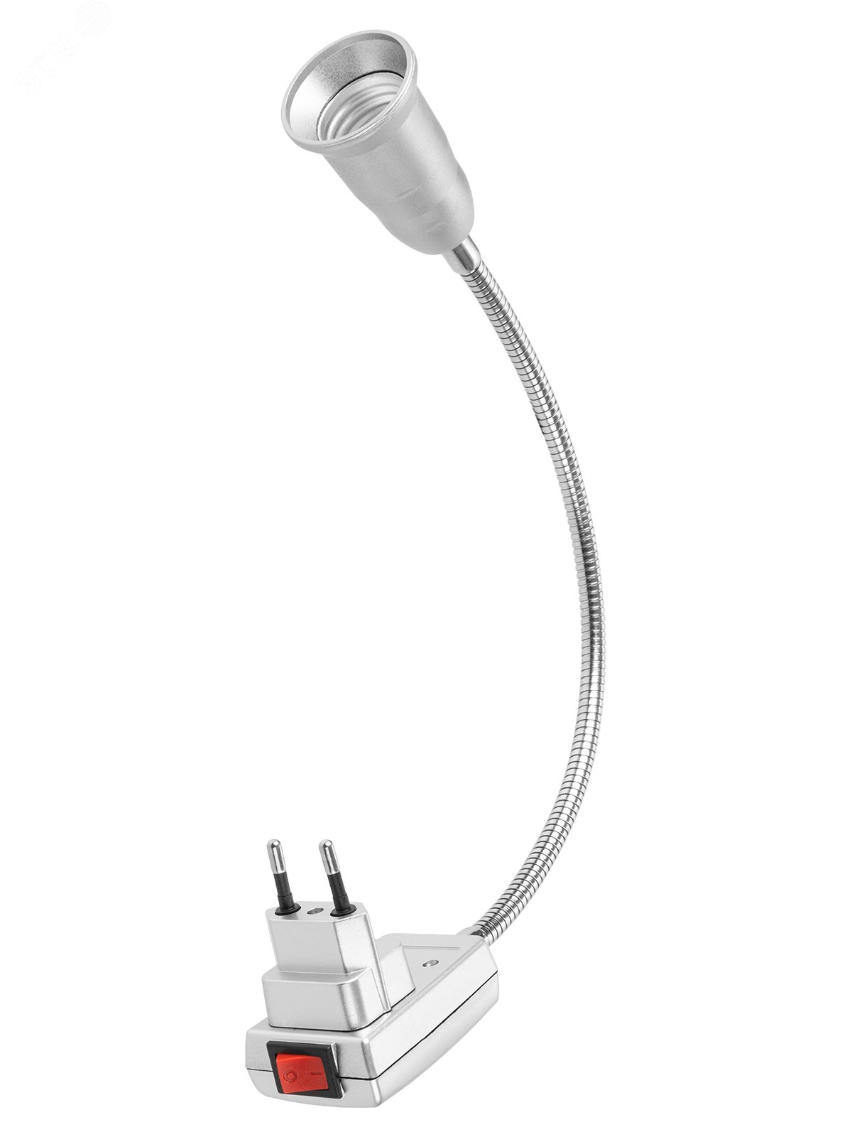 Изображение товара Переходник вилка Е27 гибкий 300 мм с выключателем серебро TDM ELECTRIC