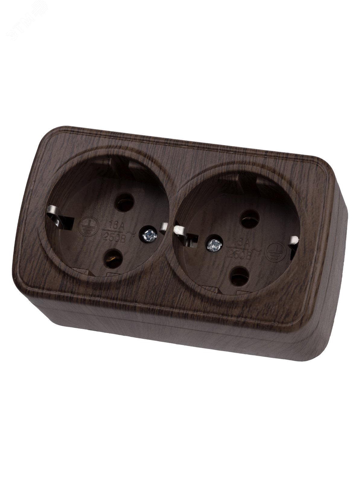 Изображение товара Розетка двойная 2П+3 открытой установки IP20 16А венге серии Дача