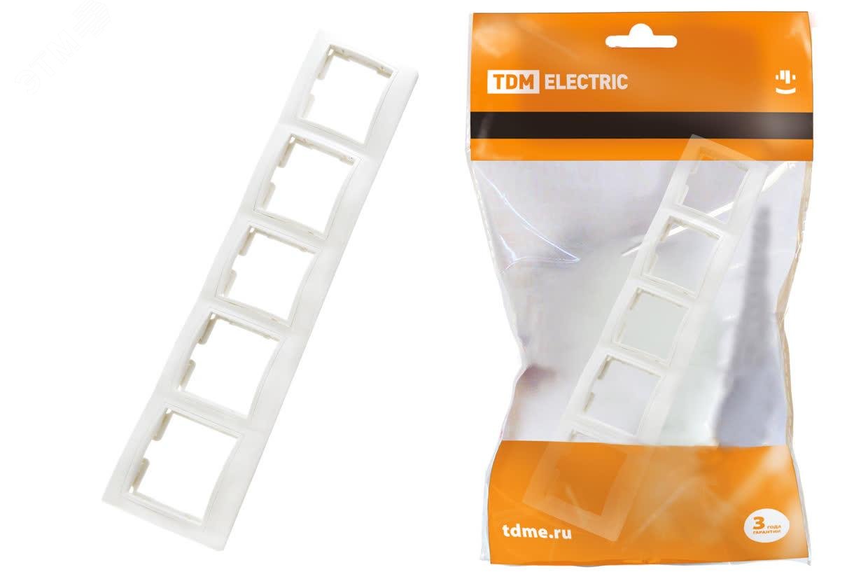 Изображение товара Рамка 5 постовая горизонтальная белая Таймыр TDM (шт)