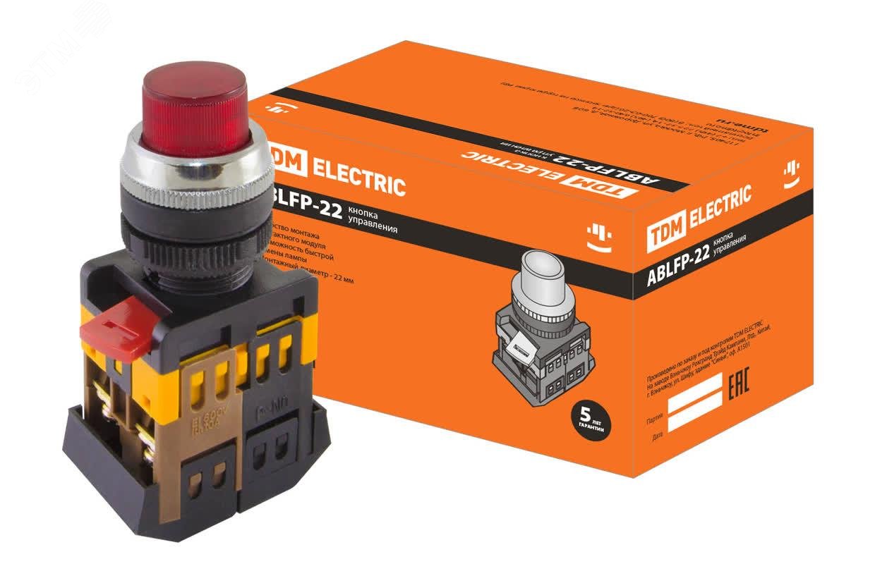 Изображение товара Кнопка ABLFP-22 красный d22мм неон/230В 1з+1р (шт)