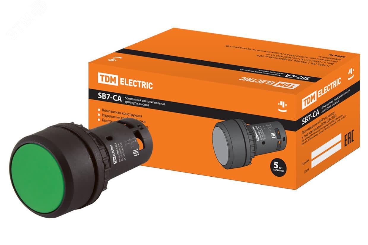 Изображение товара Кнопка TDM SQ0746-0011 1з+1р зелёная d22