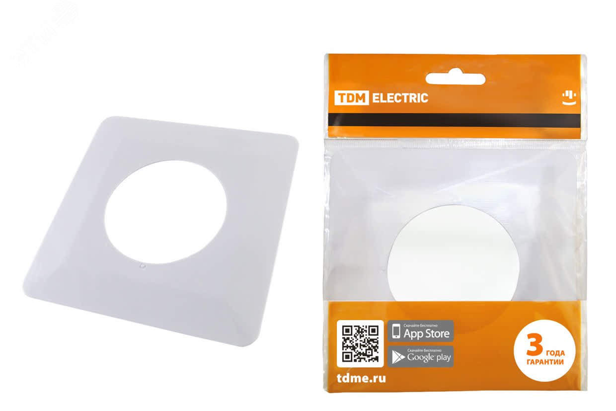 Изображение товара Одноместная защитная рамка для выключателей и розеток 130х130 мм TDM (белая)