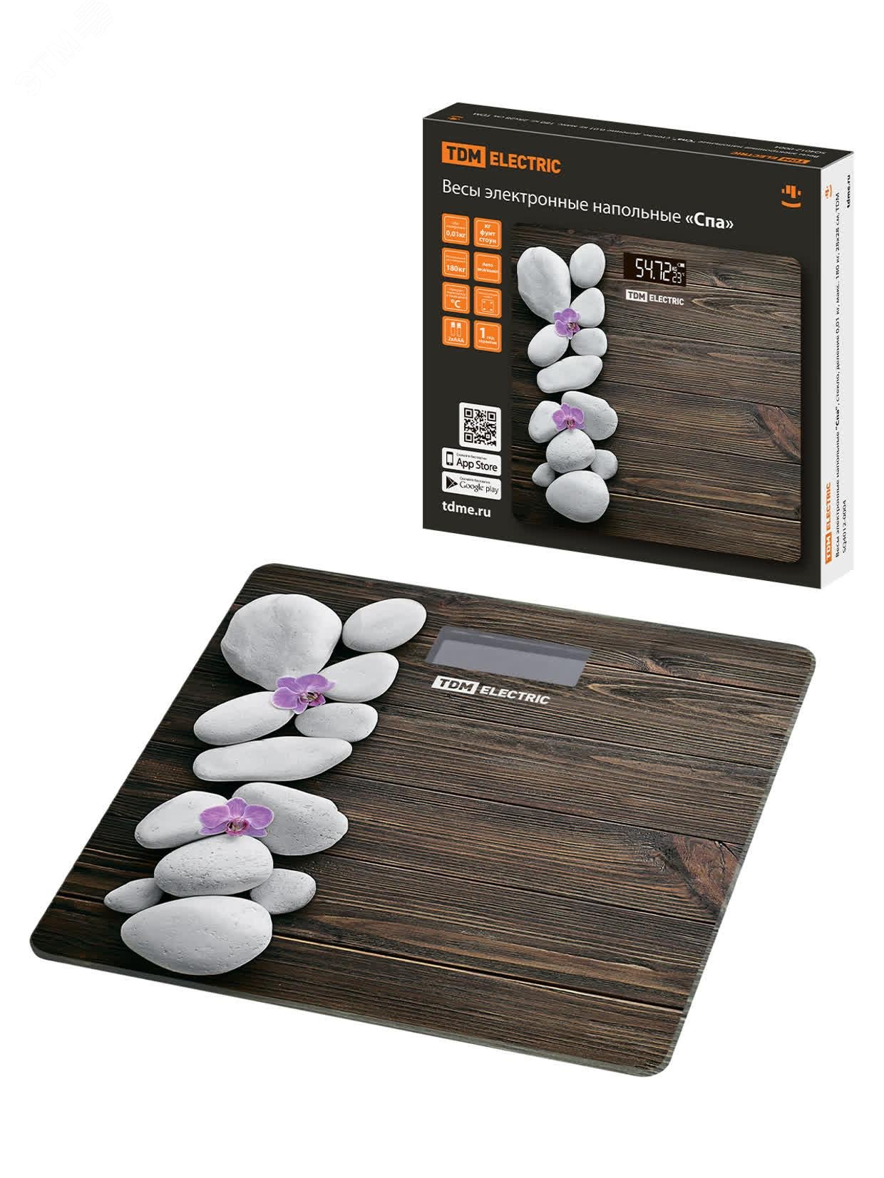 Изображение товара Весы электронные напольные СпА стекло деление 001 кг макс 180 кг 28x28 см