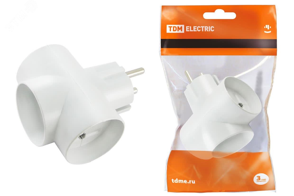 Изображение товара Тройник 3х2П 16А 250В белый TDM ELECTRIC SQ1806-0041