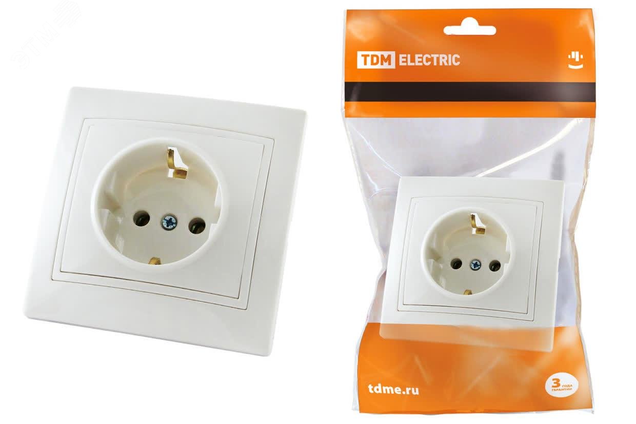 Изображение товара Розетка 2П+З 16А 250В (основание керамика) белая Таймыр TDM (шт)