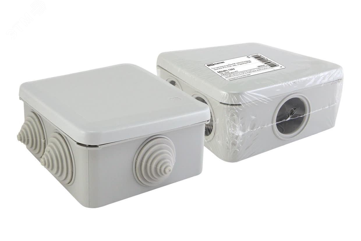 Изображение товара Распаячная коробка ОП 100х100х50мм, крышка, IP55, 6 входов инд. штрихкод (шт)