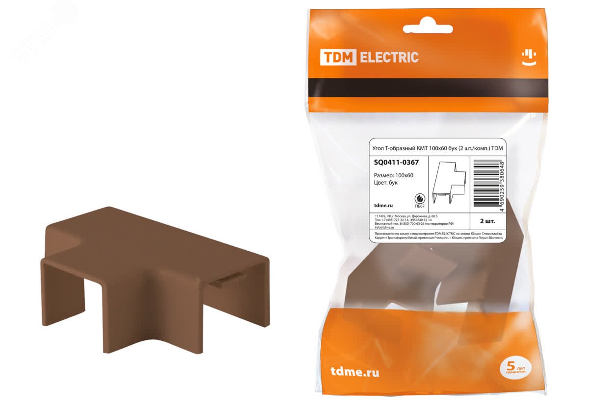 Изображение товара Угол Т-образный КМТ 100х60 бук для кабель-каналов TDM