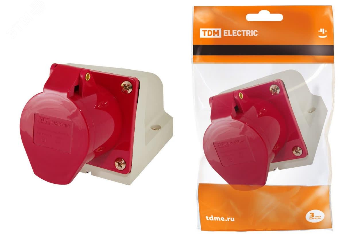 Изображение товара Розетка стационарная 125 3Р+РЕ+N 32А IP44 380В TDM ELECTRIC