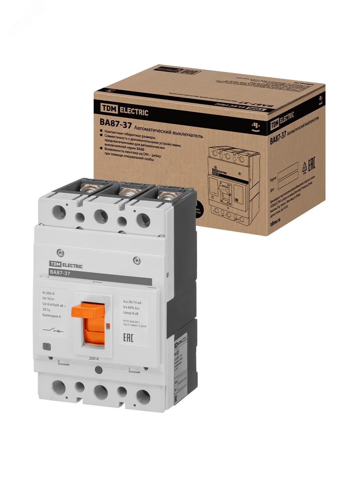 Изображение товара VA87-37 3P 200A 35kA автоматический выключатель TDM ELECTRIC
