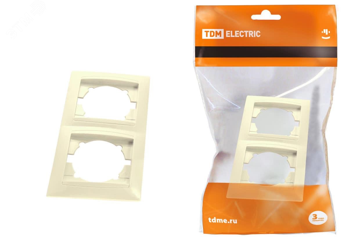 Изображение товара Рамка 2-х постовая горизонтальная Лама TDM бежевый пластик