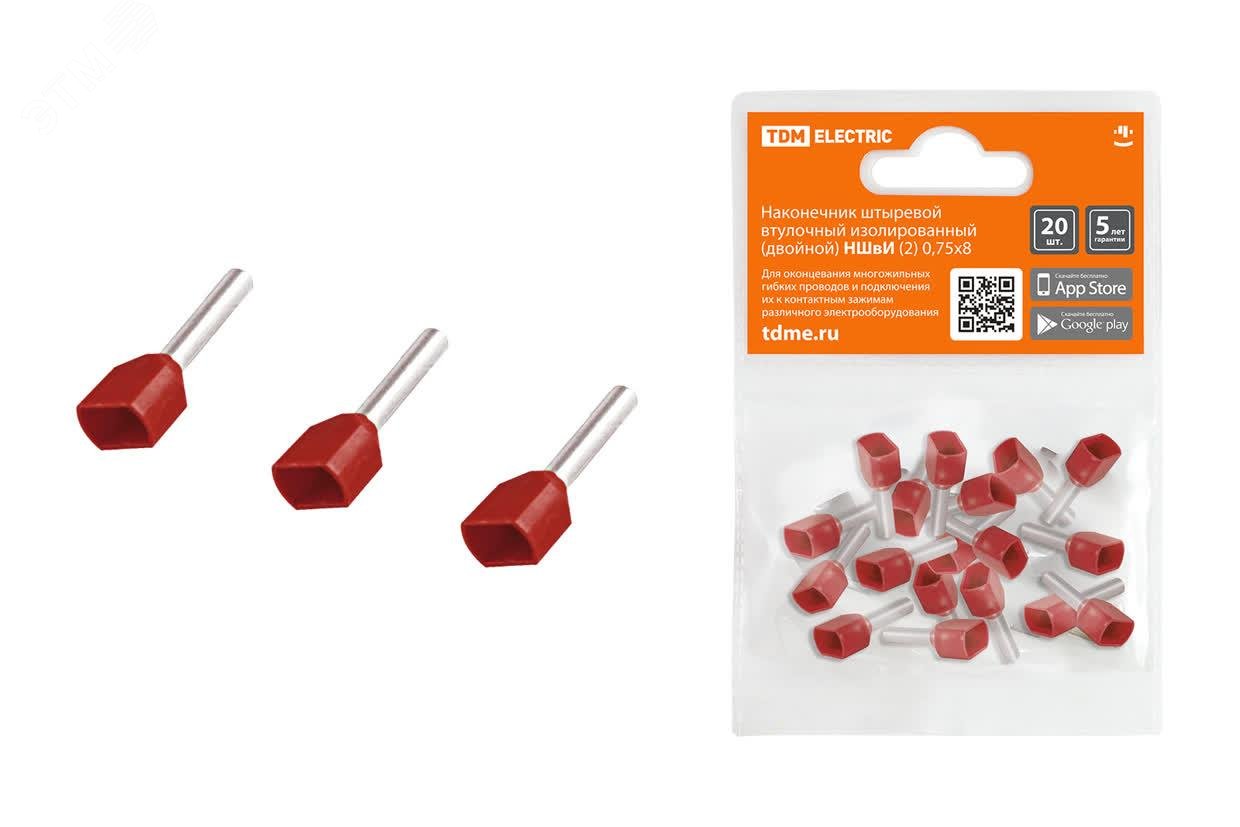 Изображение товара Наконечник штыревой втулочный изолированный НШвИ 075х8 TDM (20шт) надежное соединение