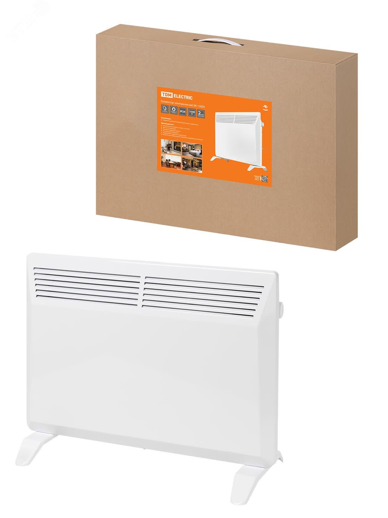 Изображение товара Конвектор электрический ЭК-1500X с термостатом и ножками, белый, 1500 Вт