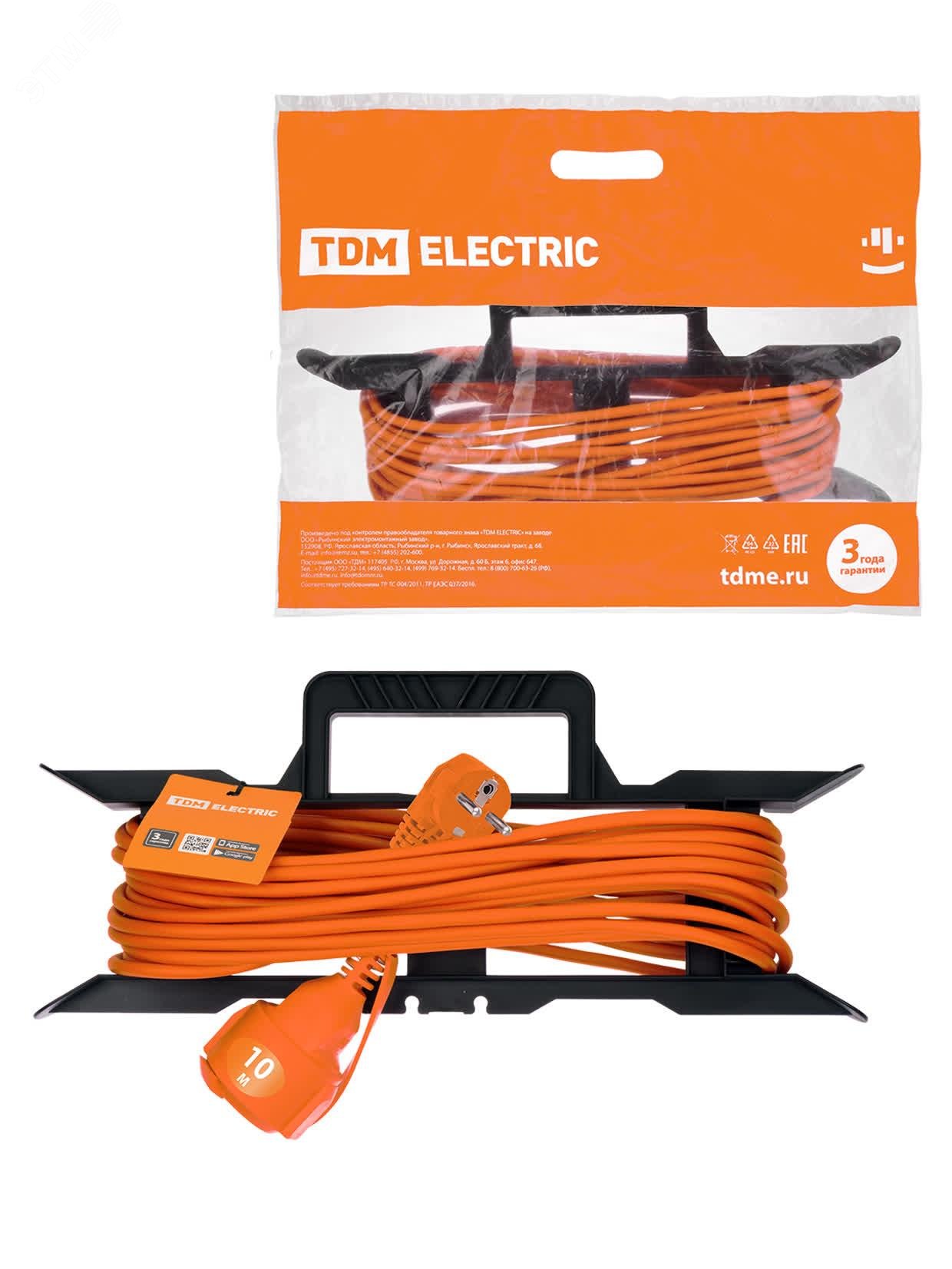 Изображение товара Удлинитель силовой TDM УХз16-101 на рамке, 10м, 16А
