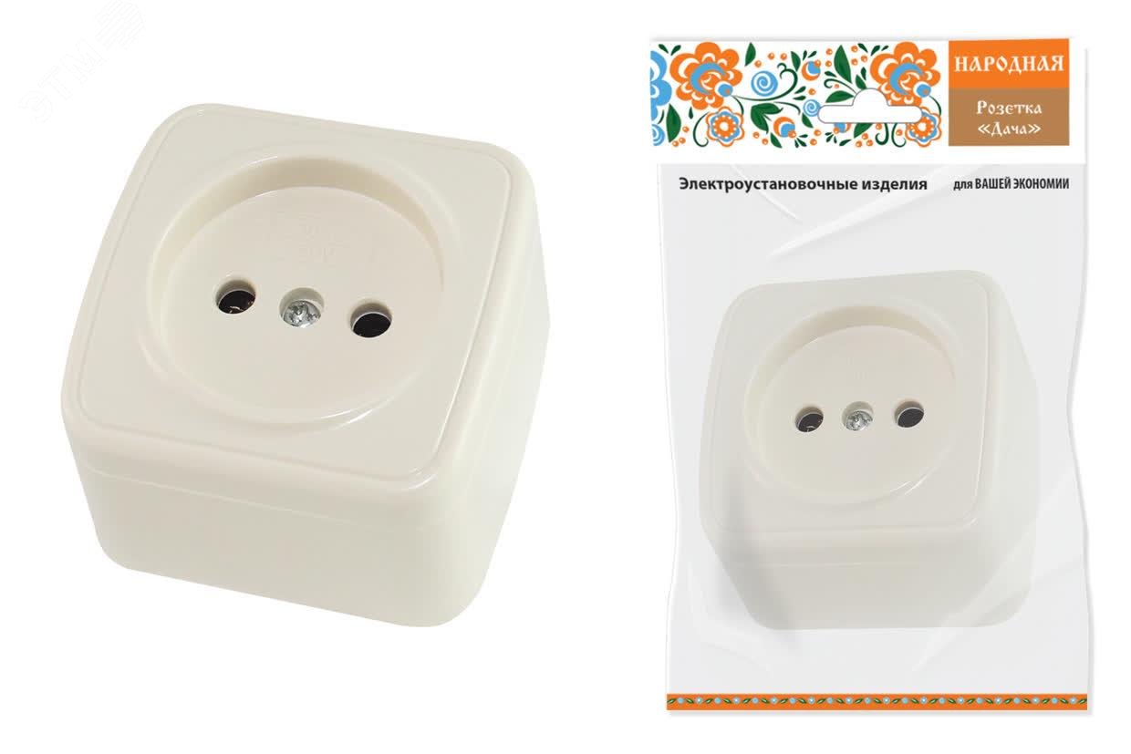 Изображение товара Розетка 2П открытой установки IP20 10А, сл. кость Дача Народная (шт)