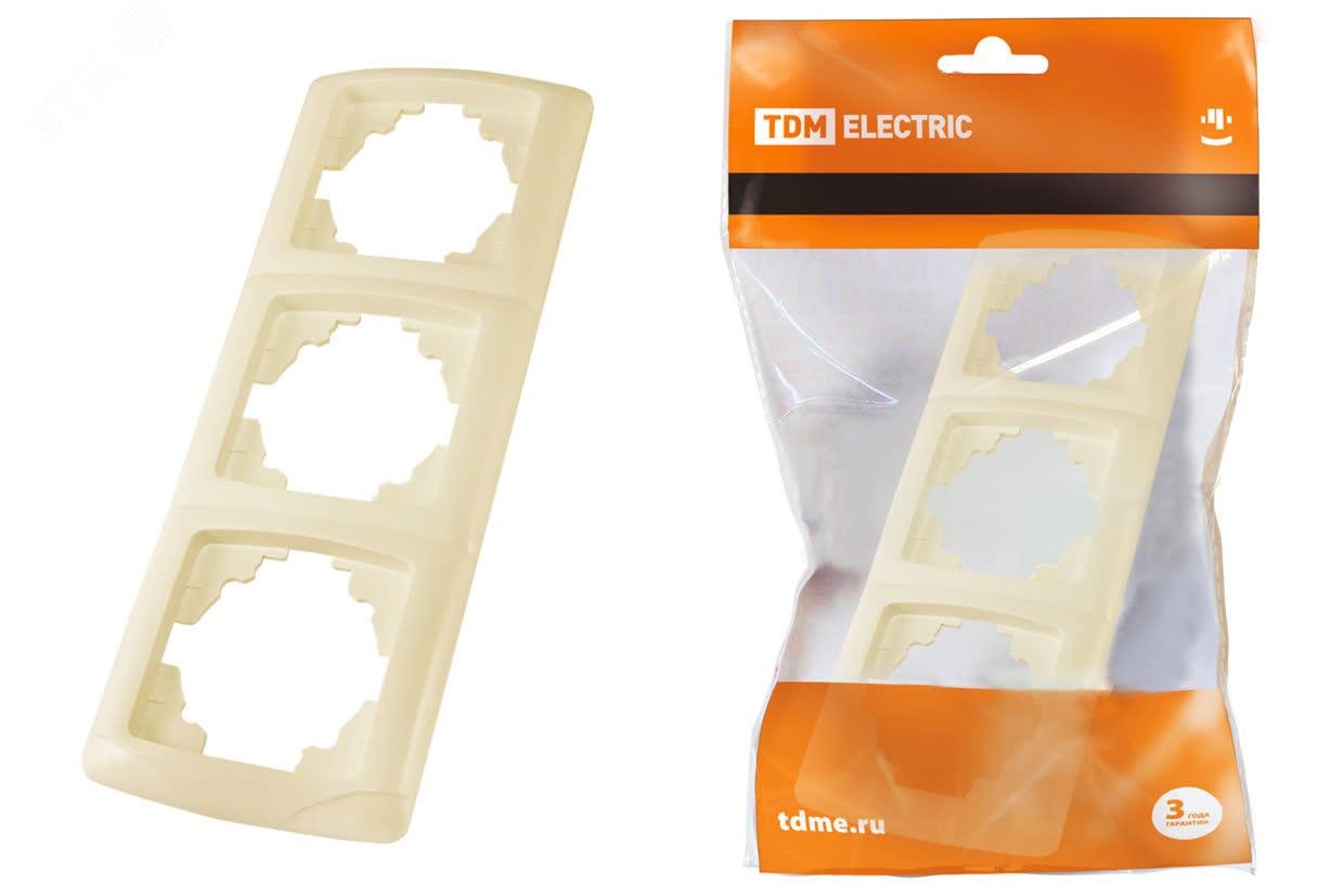 Изображение товара Рамка 3 поста горизонтальная сл. кость Онега TDM для электропроводки