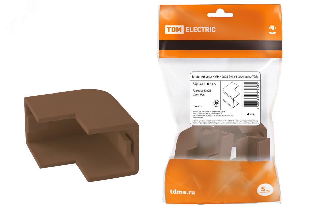 Изображение товара Внешний угол для кабель-каналов 40х25 бук, TDM ELECTRIC