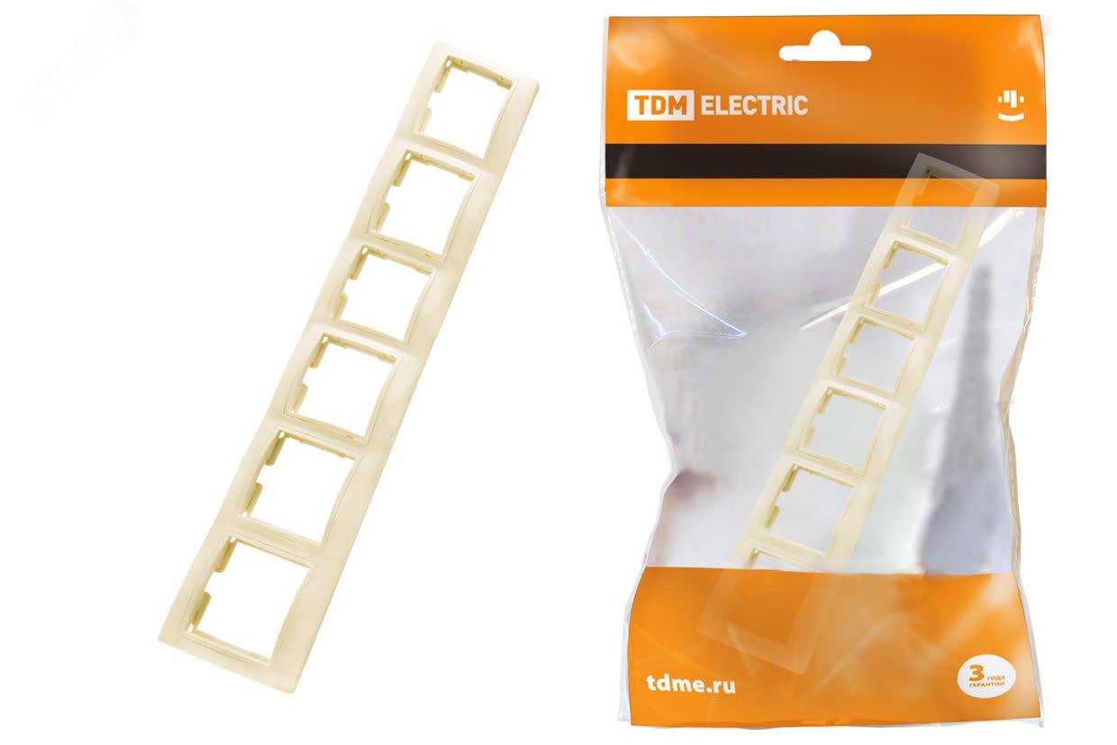 Изображение товара Рамка 6 постовая горизонтальная сл кость Таймыр TDM для электромонтажа