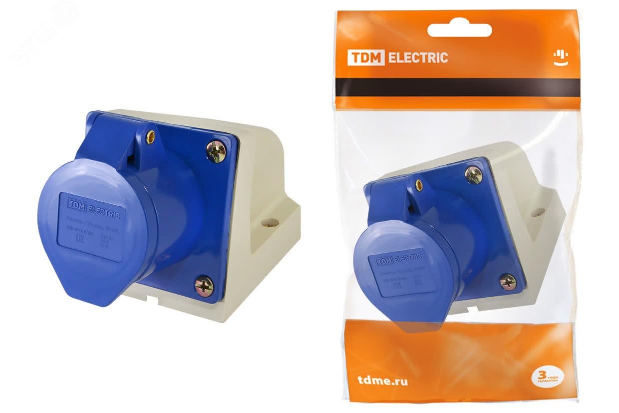 Изображение товара Розетка 123 стационарная 2Р+РЕ 32А 220В IP44 TDM ELECTRIC Изображение товара Розетка 123 стационарная 2Р+РЕ 32А 220В IP44 TDM ELECTRIC