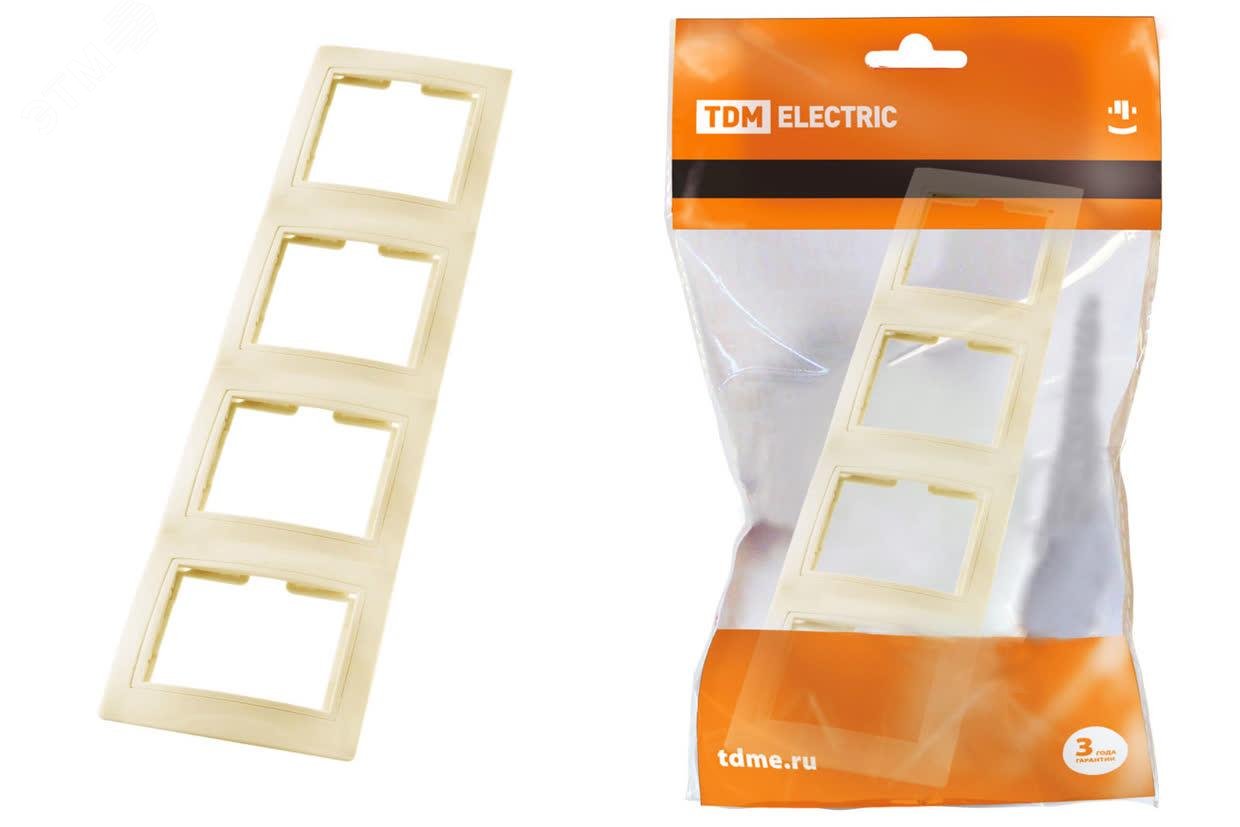 Изображение товара Рамка 4-х постовая вертикальная сл кость Таймыр TDM для электросовмещений