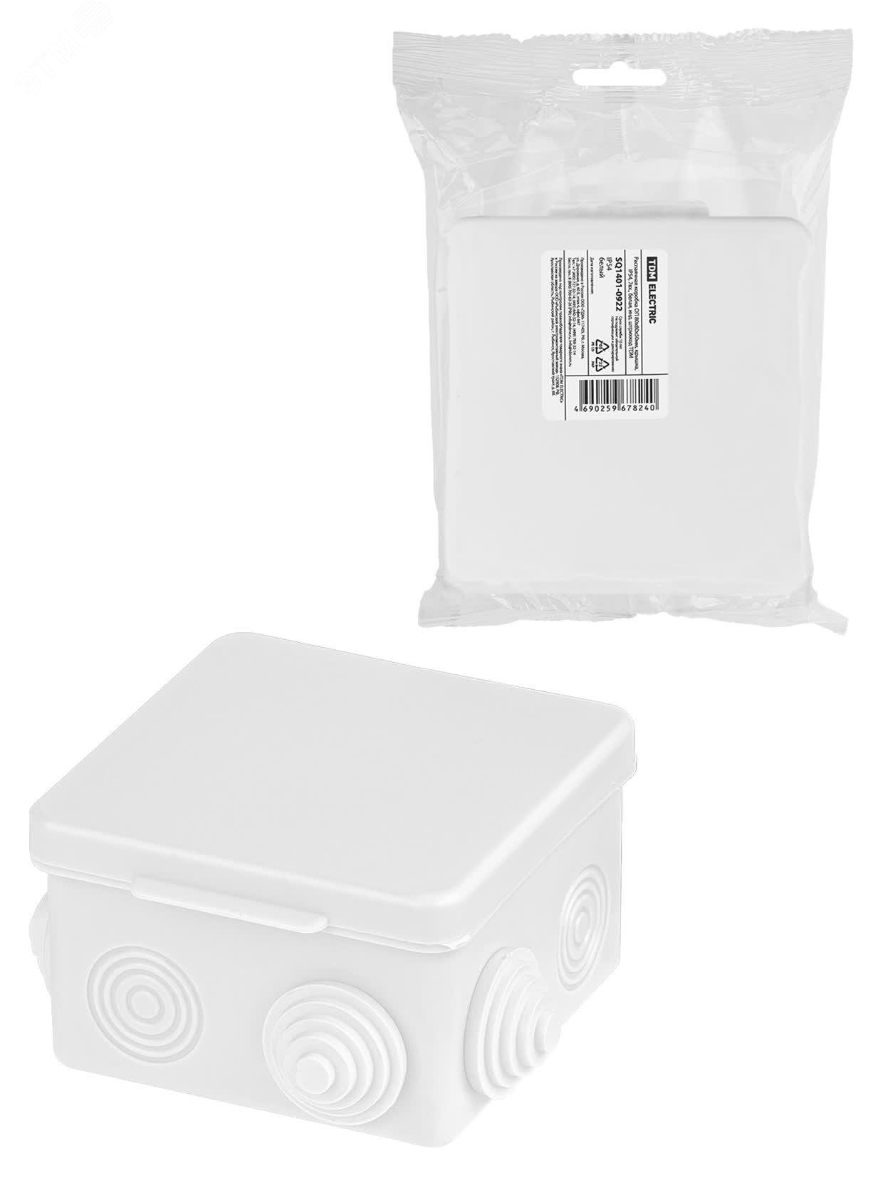 Изображение товара Распаячная коробка IP54 80x80x50мм с крышкой для открытой проводки TDM ELECTRIC