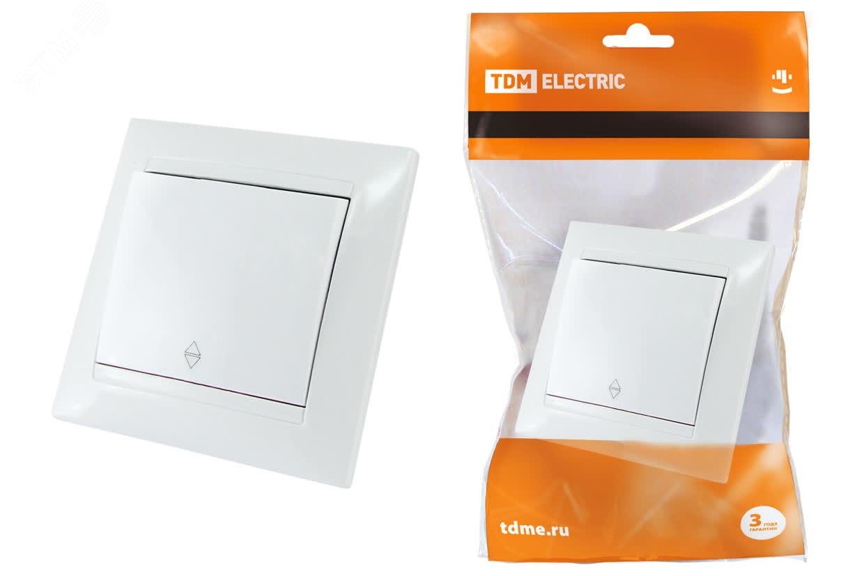 Изображение товара Выключатель на 2 направления одноклавишный 10А белый ''Лама'' (шт)