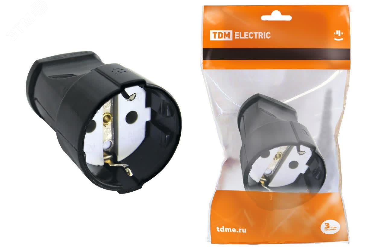 Изображение товара Кабельная розетка 2П+3 16А 250В черная TDM SQ1806-0132