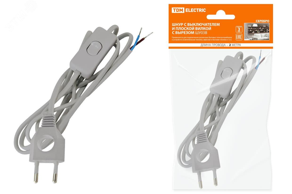 Изображение товара Шнур сетевой с выключателем и плоской вилкой SQ1305-0025 2 м 2х0,75 мм2 TDM ELECTRIC