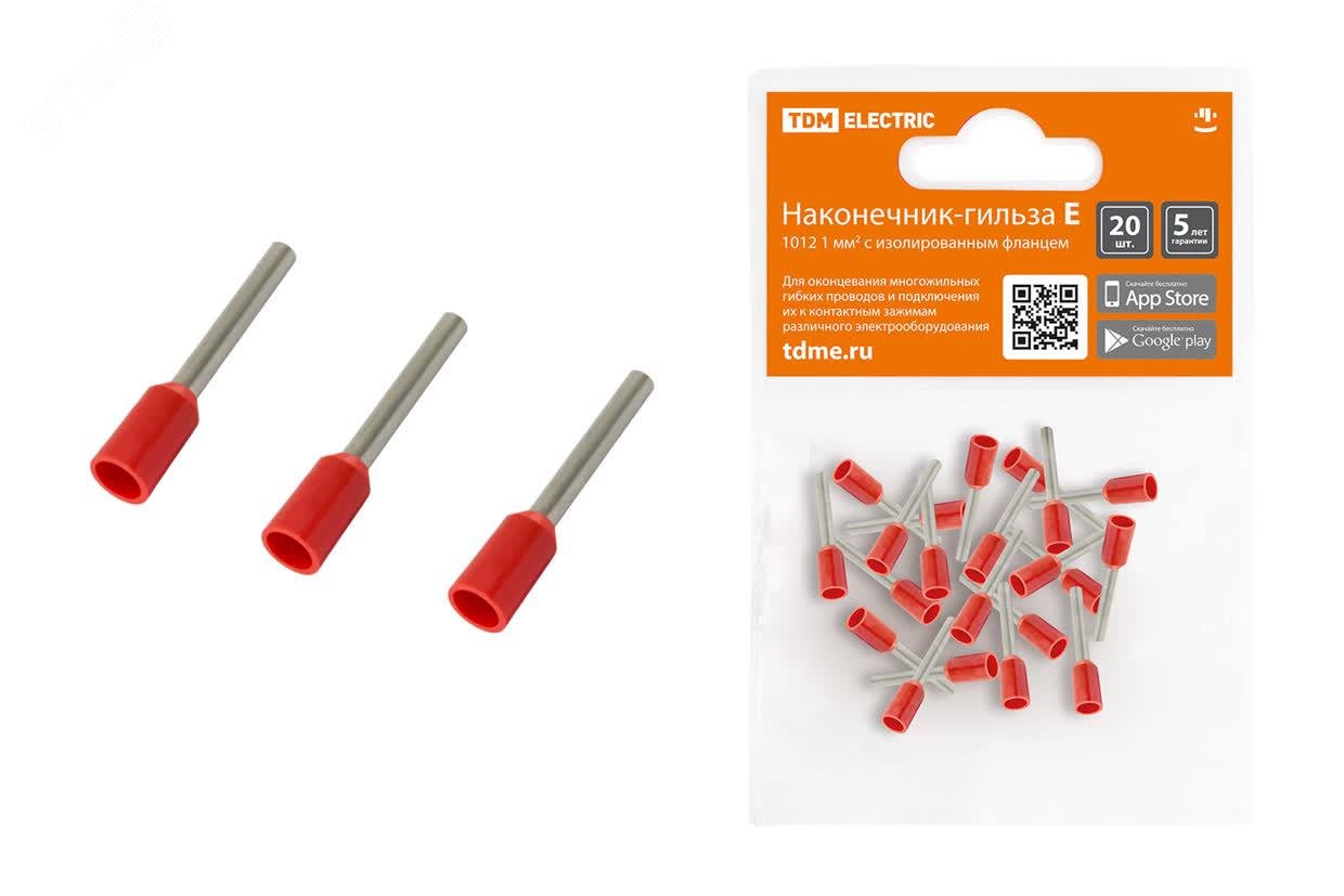 Изображение товара Наконечник-гильза Е1012 1мм2 с изолированным фланцем TDM 20шт