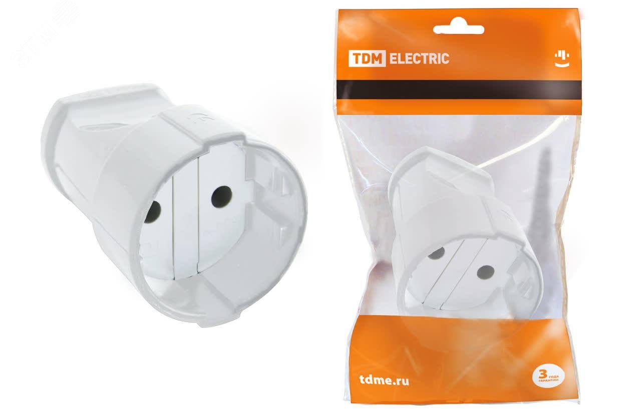 Изображение товара Кабельная розетка 2П б з 10А 250В белая TDM SQ1806-0129