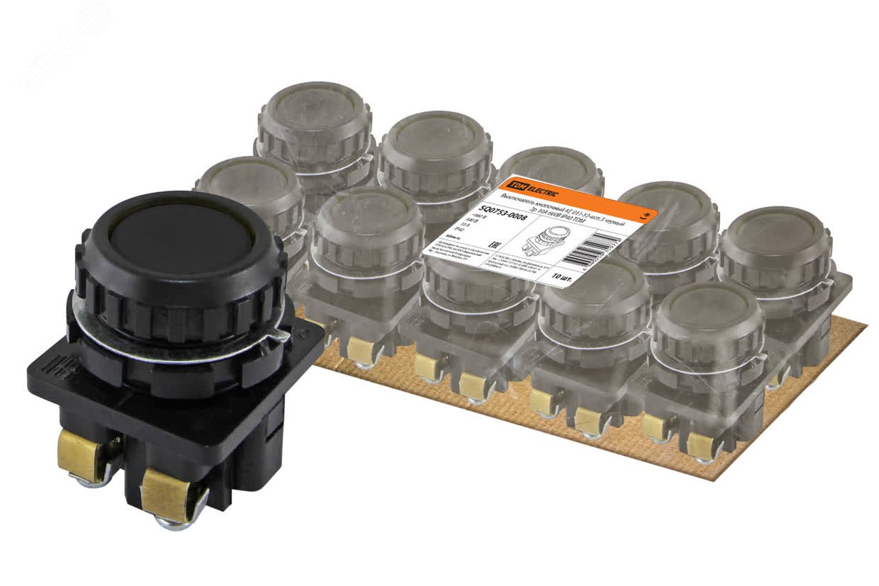 Изображение товара Выключатель кнопочный КЕ 011-У2-исп.3 черный 2р 10A 660B IP40 TDM (шт)