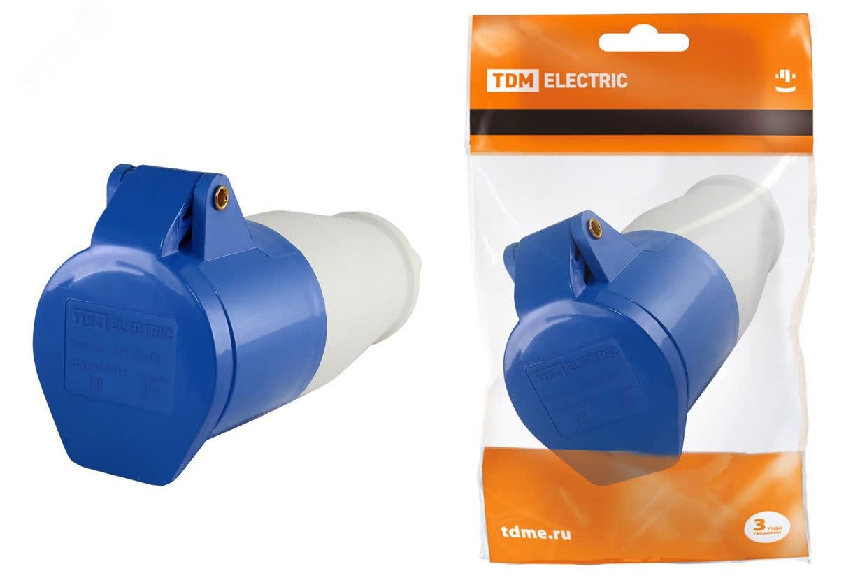 Изображение товара Переносная силовая розетка 2Р+РЕ 32А IP44 TDM ELECTRIC