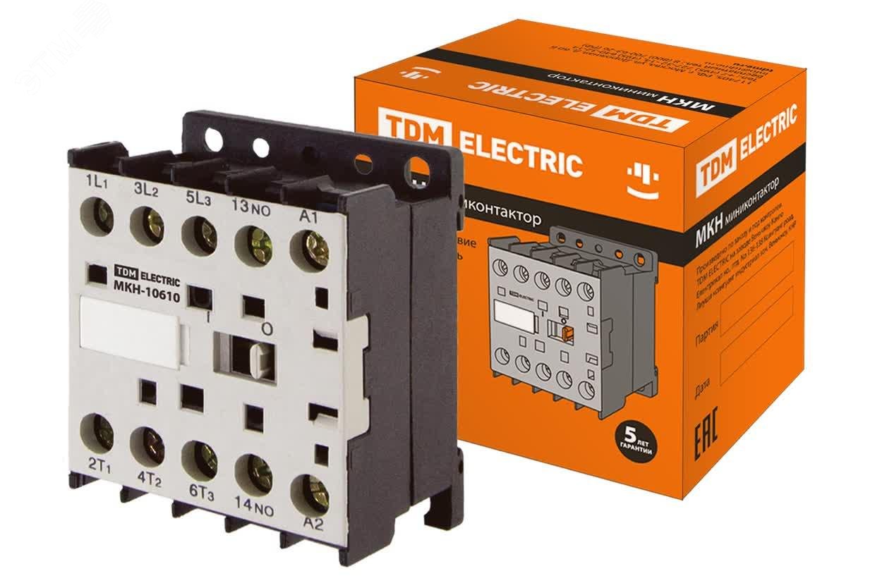 Изображение товара Миниконтактор МКН-10610 6А 230В 1НО TDM для автоматизации электросетей