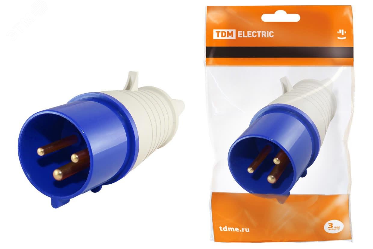 Изображение товара Вилка силовая 023 2Р+РЕ 32А 220В IP44 TDM ELECTRIC
