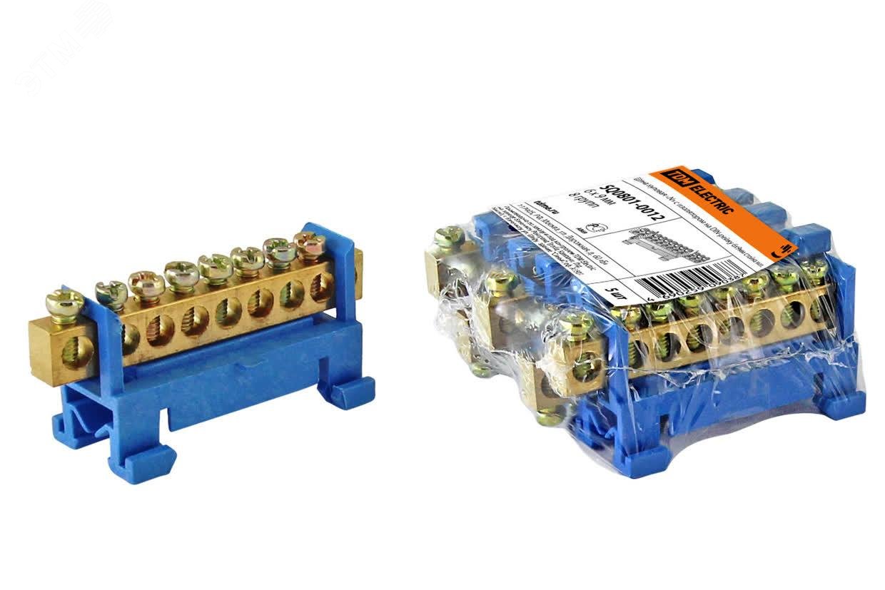 Изображение товара Шина N нулевая с изолятором на DIN-рейку 6x9мм 8 групп TDM ELECTRIC