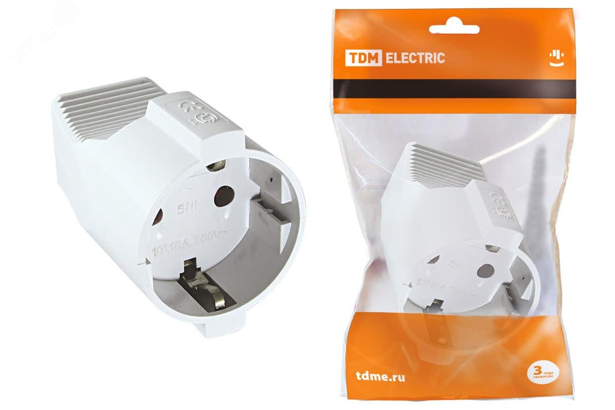 Изображение товара Кабельная розетка 2П+З с защитными шторками 16А 250В белая TDM SQ1806-0031