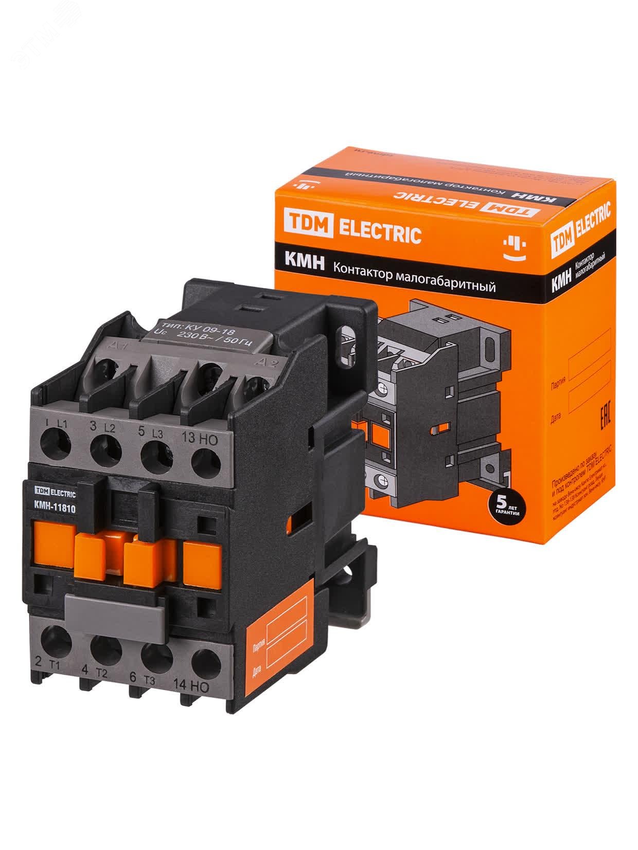 Изображение товара Контактор КМН-11810 18А 230В/АС3 1НО TDM Электрик надежный промышленный контактор